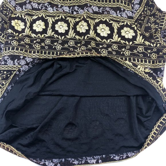 Black and Gold Floral Patterned Women's Top - Picture 7 of 10